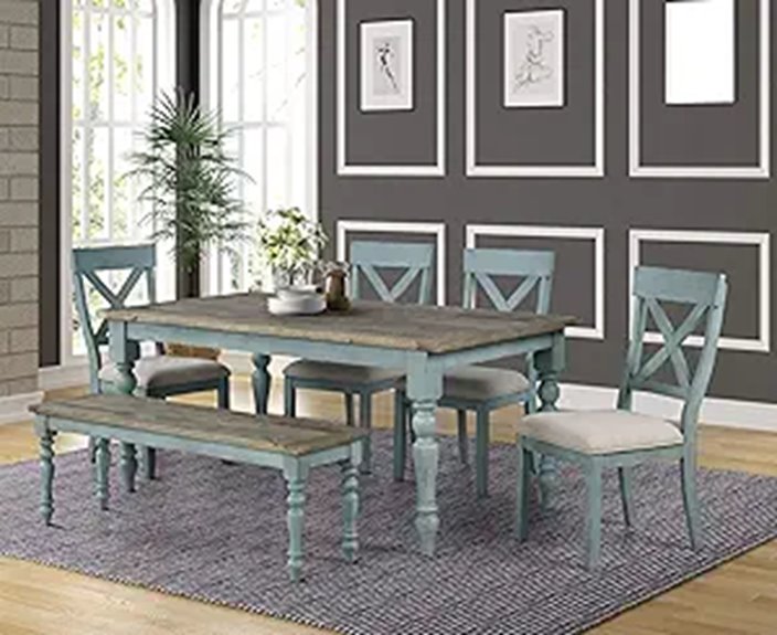 Roundhill Prato 6-Piece Dining Set with Chairs and Bench
