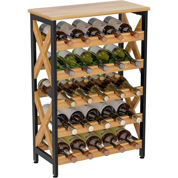 25-Bottle Rustic Freestanding Wine Rack Shelf