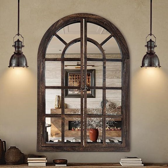 Rustic Arched Wall Mirror for Living Room or Entryway