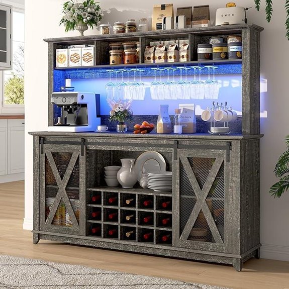 Farmhouse Coffee Bar Cabinet with Wine Storage