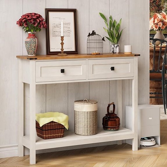 Farmhouse Console Table with 2 Drawers