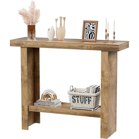 Rustic Farmhouse Narrow Entryway Console Table with Storage
