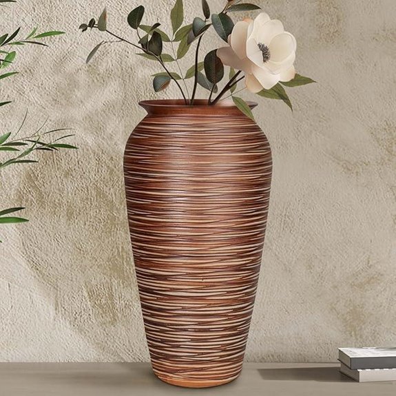 Ceramic Rustic Floor Vase 12 Goldbrown