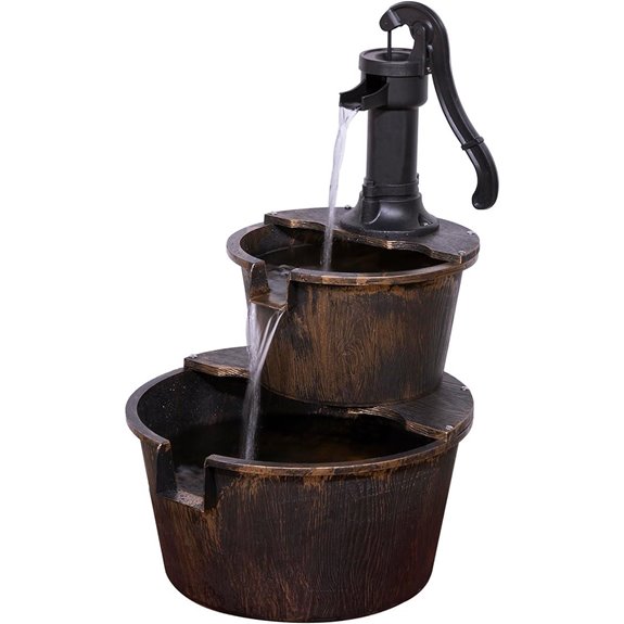 Alpine Rustic 2-Tier Barrel Pump Water Fountain