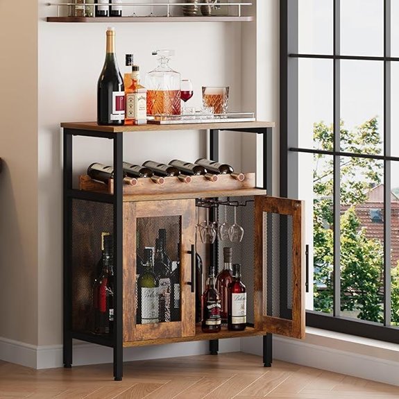 X-cosrack Rustic Wine Bar Cabinet with Detachable Rack