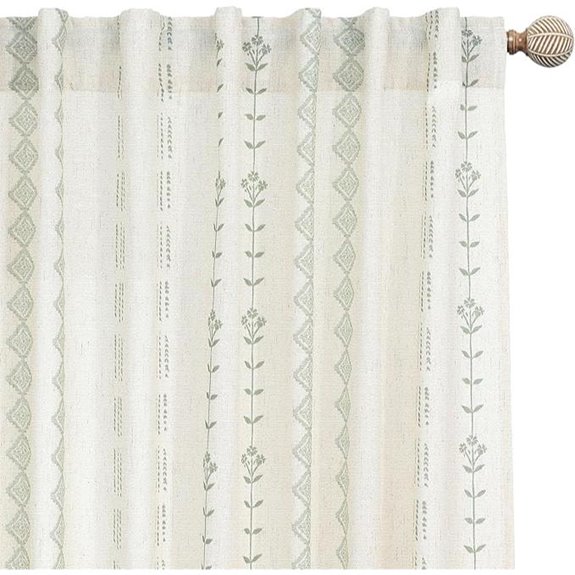 Sage Green Floral Farmhouse Curtains for Living Room