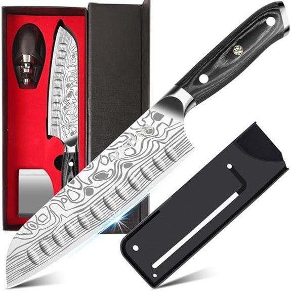 MOSFiATA 7-Inch Santoku Knife with Sheath and Gift Box