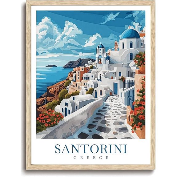 KISSFOX Oak Wall Art Santorini Greece Coastal Canvas