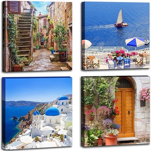 Santorini Greece Canvas Wall Art Scenic Landscape