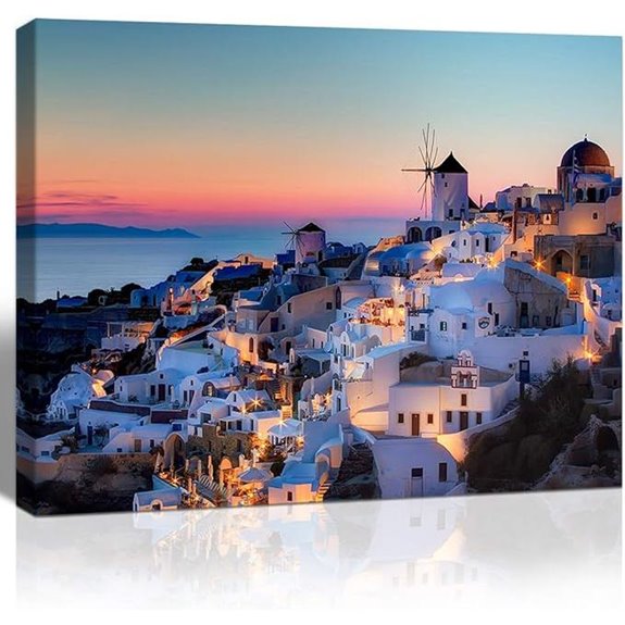 Santorini Greece Sunset Wall Art Canvas Print