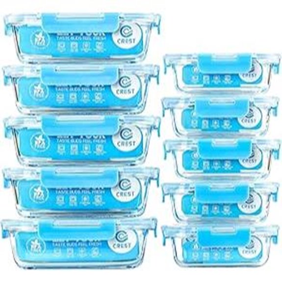 C CREST Glass Meal Prep Containers (10 Pack)