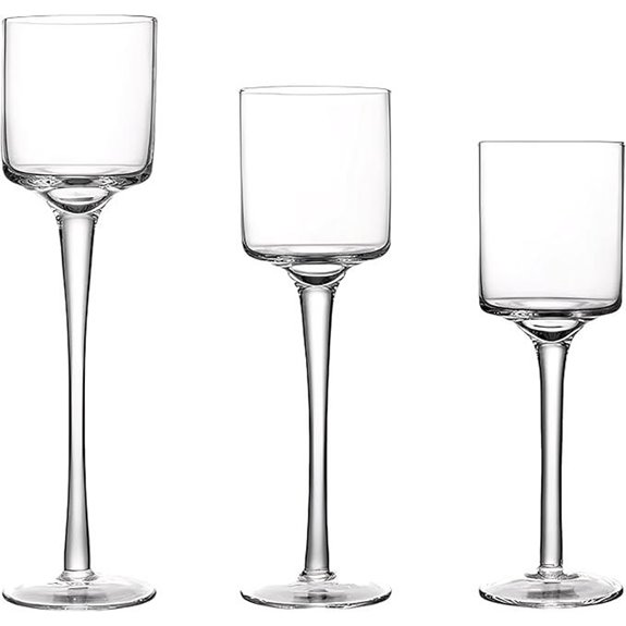 European Clear Glass Candle Holders Set of 3