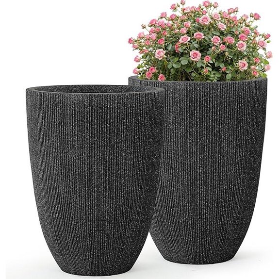 Mediterranean Black Round Planters Set of 2