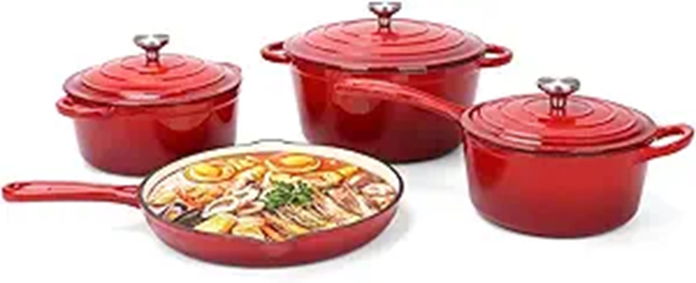 QuliMetal 7-Piece Cast Iron Cookware Set