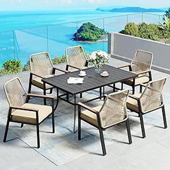 7-Piece Patio Dining Set with Cushions and Umbrella Hole