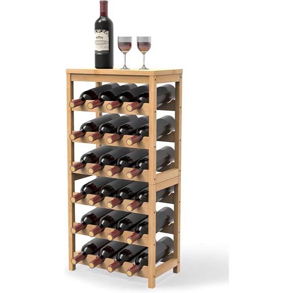 6-Tier Bamboo Wine Rack with Tabletop Display