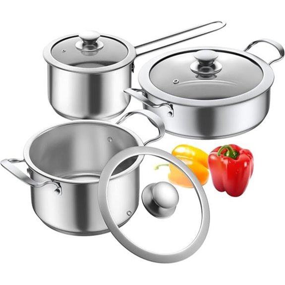 six piece stainless cookware