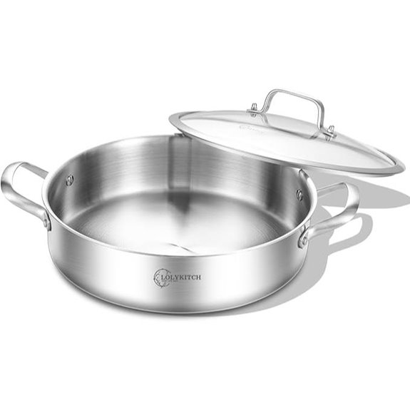 LOLYKITCH 6 QT Tri-Ply Stainless Steel Sauté Pan