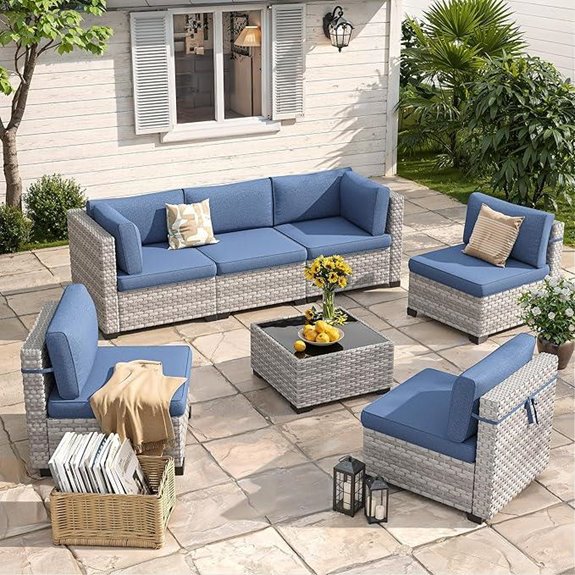 6-Seat Modular Outdoor Wicker Patio Furniture Set