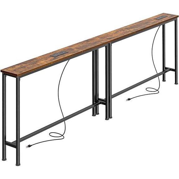 SUPERJARE Narrow Console Table with Charging Station