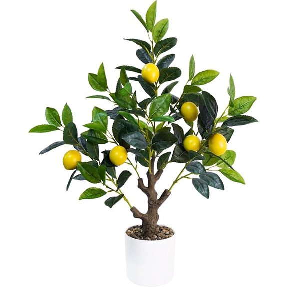 24-Inch Artificial Lemon Tree with White Planter