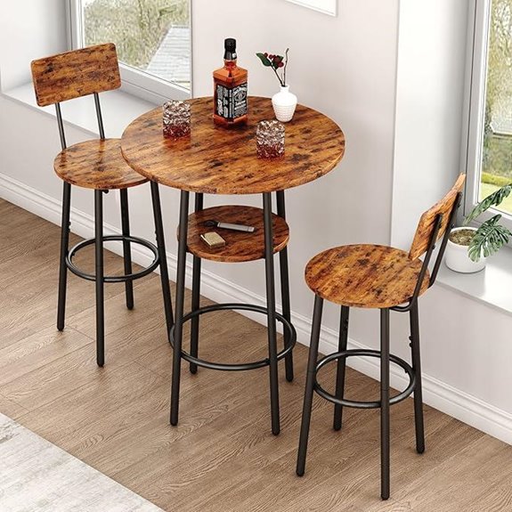GNIXUU 3-Piece Bar Table & Stools Set for Small Space