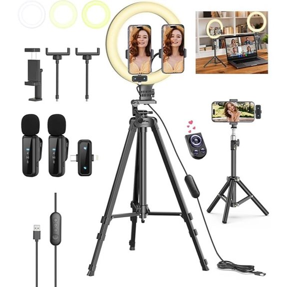 Vlogging Kit for Smartphone with Ring Light & Microphone