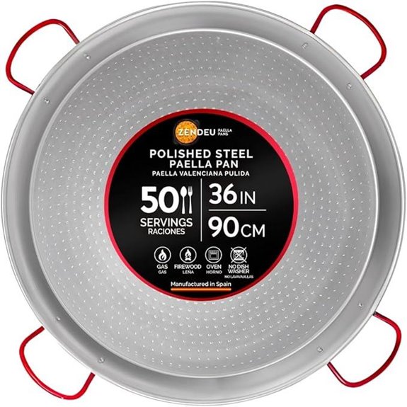 Authentic 36-Inch Carbon Steel Paella Pan from Spain