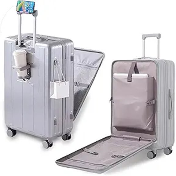 Carry-On Spinner Luggage with USB Charger and Phone Holder