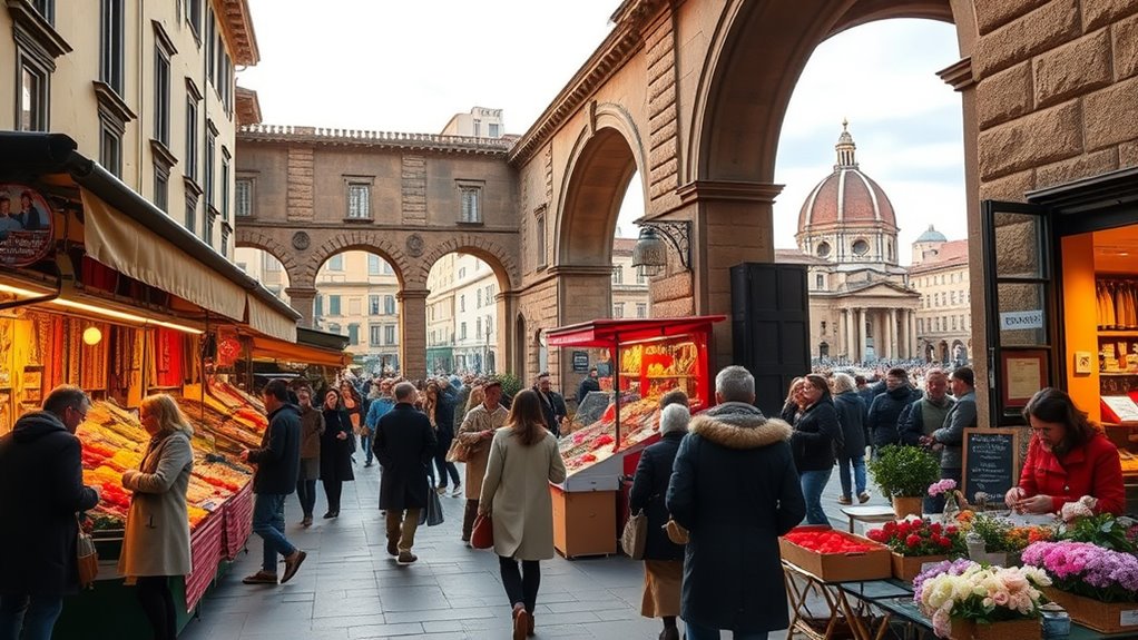 spring market and floral blooms