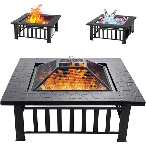 32-inch Square Outdoor Fire Pit with Accessories