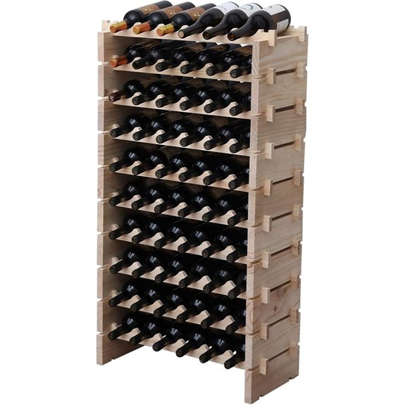 Stackable Wooden Wine Rack for 60 Bottles