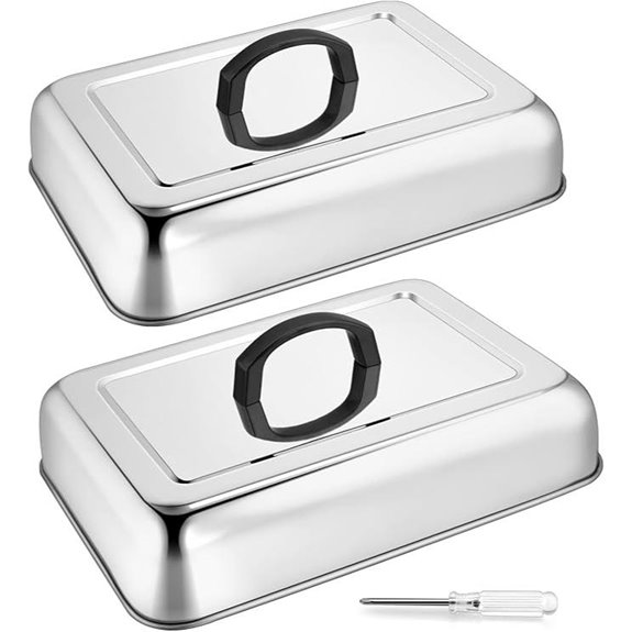 HaSteeL Rectangular Stainless Steel Basting Cover (2 Pack)