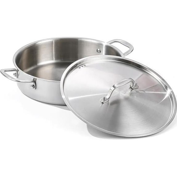 DELARLO 8-Quart Tri-Ply Stainless Steel Braiser Pan