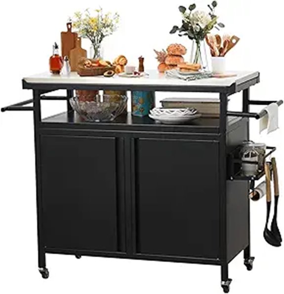 Nexaio XL Rolling Grill Cart with Stainless Steel Top