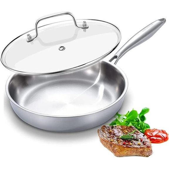 DELARLO 12-Inch Stainless Steel Induction Frying Pan