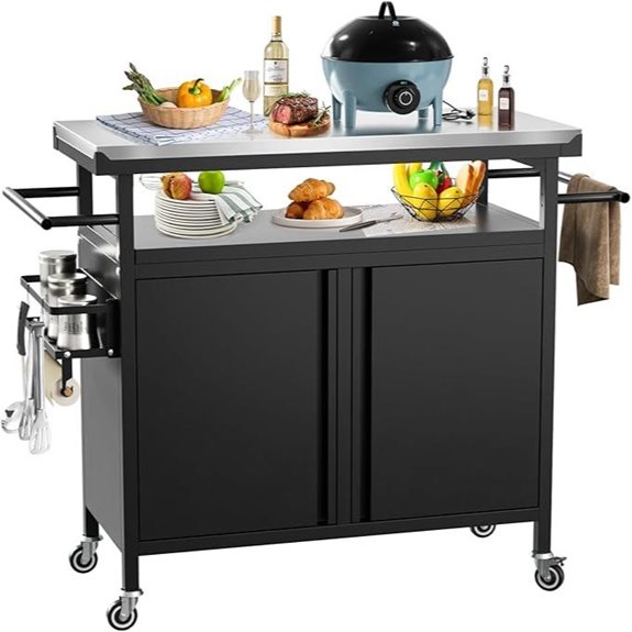 Outdoor Grill Cart with Storage and Stainless Steel Top