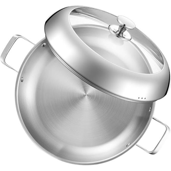 Stainless Steel Paella Pan with Lid 14.5