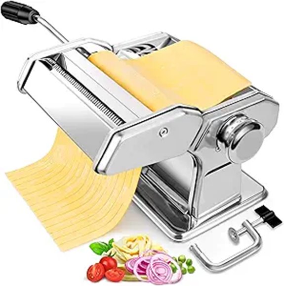 Stainless Steel Pasta Maker with 7 Settings and Cutter