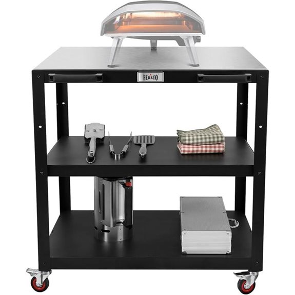 Large Stainless Steel Pizza Oven Prep Table with Wheels