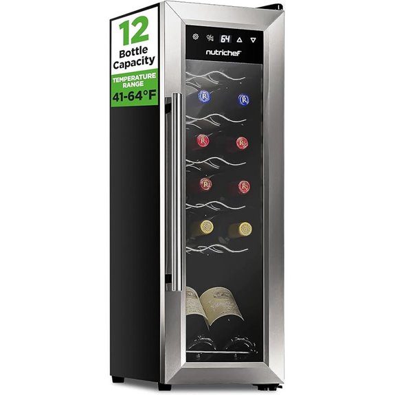 Nutrichef 12-Bottle Stainless Steel Wine Cooler