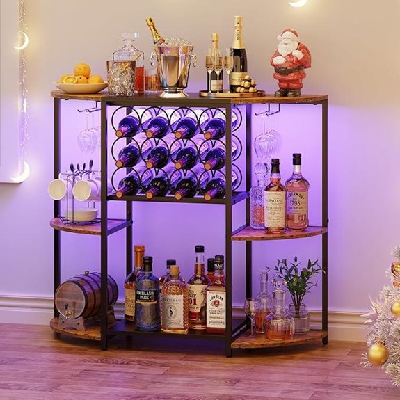 JKsmart 3-Tier Wine Bar Cabinet with LED Lights