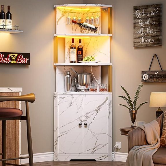 IRONCK 71 Corner Bar Cabinet with LED Lights
