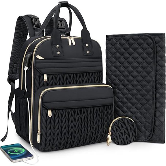 CandyHome Stylish Diaper Bag Backpack with Changing Pad