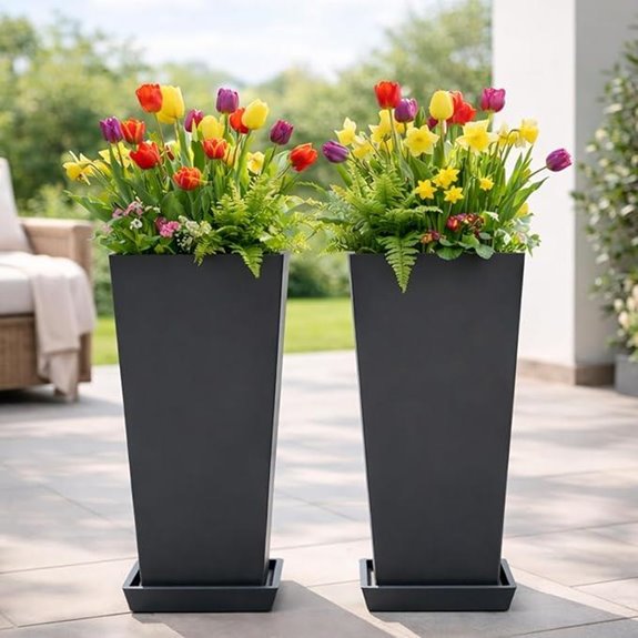 FENCY 2-Tall Weather-Resistant Planters with Trays