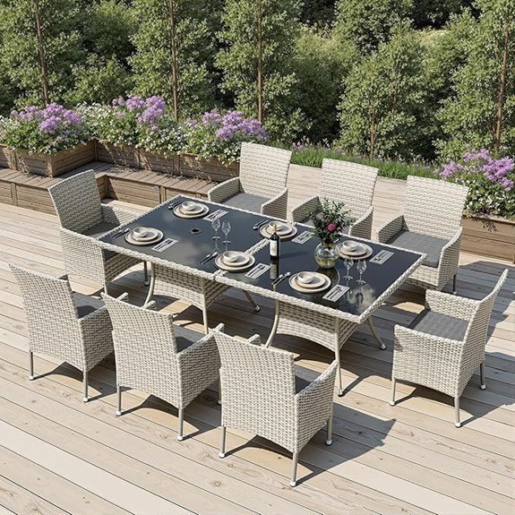 10-Piece Outdoor Patio Dining Set with Cushions