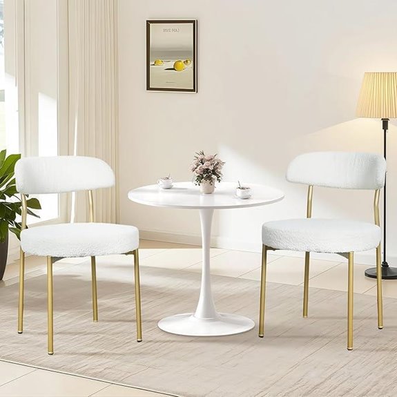3-Piece 23.6 Round Dining Set with Upholstered Chairs
