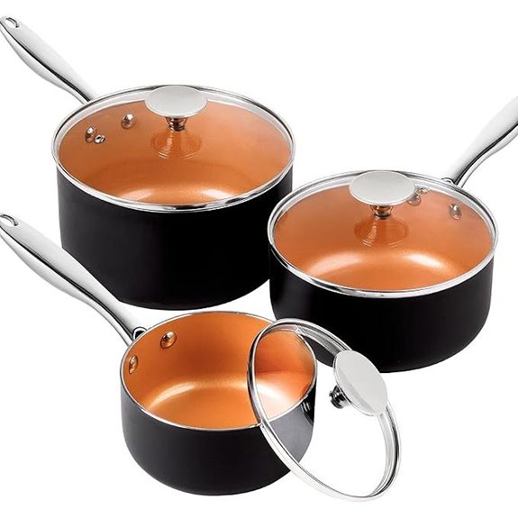 Michelangelo Sauce Pan Set with Lids (3 Sizes)
