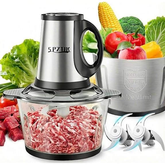 3-Speed Electric Food Processor with 2 Bowls