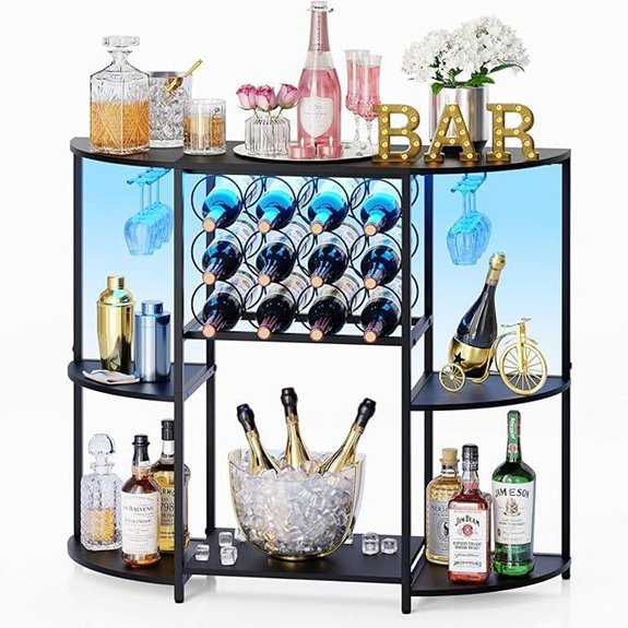 JKsmart 3-Tier Wine Bar Cabinet with LED Lights